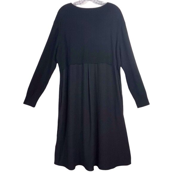 NWT Nordstrom Merino Wool Blend Shift Sweater Dress Size XL Black Long Sleeve - Picture 2 of 15